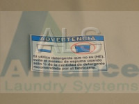 Speed Queen Parts - Speed Queen #802838R2 Washer/Dryer LABEL OVERSUDSING-SPANISH