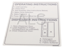 Speed Queen Parts - Speed Queen #685942R5 Washer LABEL OPERATING INSTRUCTIONS