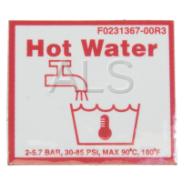 Unimac Parts - Unimac #F0231367-00R3 Washer LABEL VALVE-HOT WATER