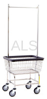 R&B Wire Products - R&B Wire #100D58 Rolling Narrow Laundry Cart/Chrome Basket w/Double Pole Rack