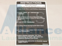 Huebsch Parts - Huebsch #D500628R5 Dryer LABEL INSTRUCTIONS FOR USE