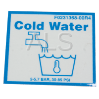 Alliance Parts - Alliance #F0231368-00R4 Washer LABEL VALVE-COLD WATER