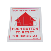 Speed Queen Parts - Speed Queen #F231379 Washer DECAL RESET THERMOSTAT