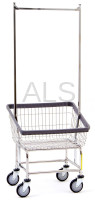 R&B Wire Products - R&B Wire #100T58 Rolling Front Load Laundry Cart/Chrome Basket w/Double Pole Rack