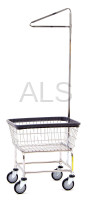 R&B Wire Products - R&B Wire #100D91 Rolling Narrow Laundry Cart/Chrome Basket w/Single Pole Rack